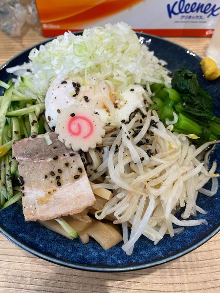 「冷やし中華 モヤシ ネギ 青菜 半熟卵」@らーめん 高尾の写真
