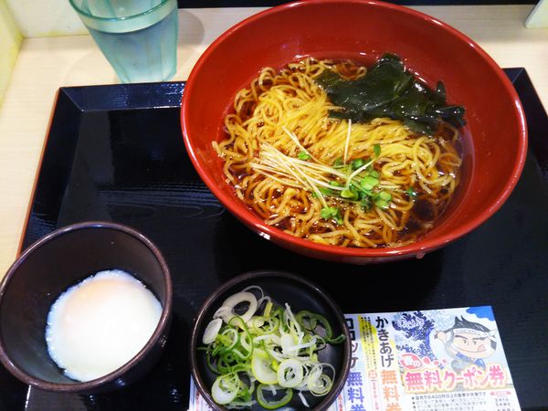 「中華そば、温泉玉子（クーポン）」@ゆで太郎 谷田部店の写真