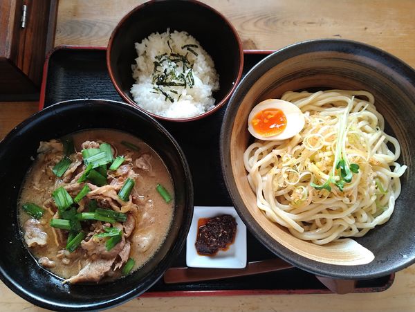 「【限定】牛肉うま辛つけ麺（小ライス付）￥1050」@和風らーめん 凪の写真