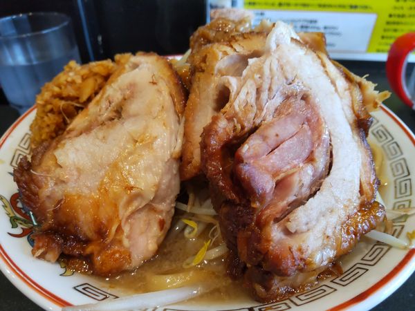 「ラーメン250g900円、ニンニクマシ、アブラ少なめ」@ラーメン伝次平 前橋店の写真