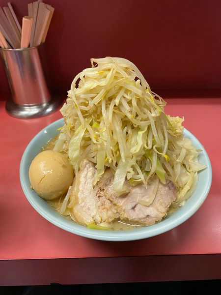 「小ラーメン　味つけタマゴ　ノーコール」@ラーメン二郎 ひばりヶ丘駅前店の写真
