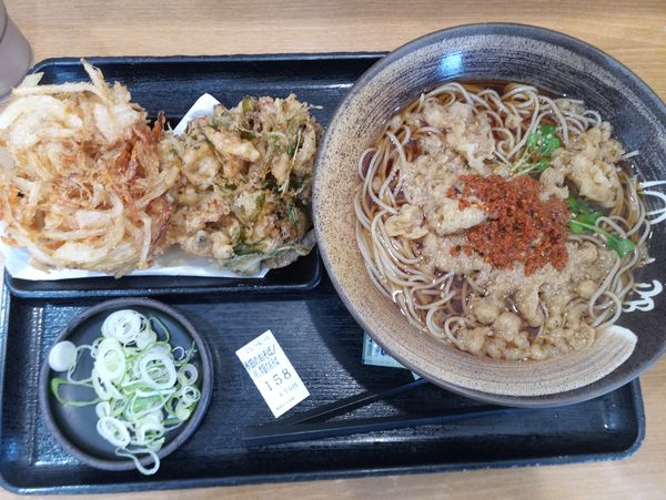 「ぎっしりあさりとネギのかき揚げそば670円(クーポンかき揚)」@ゆで太郎 柏名戸ヶ谷店の写真