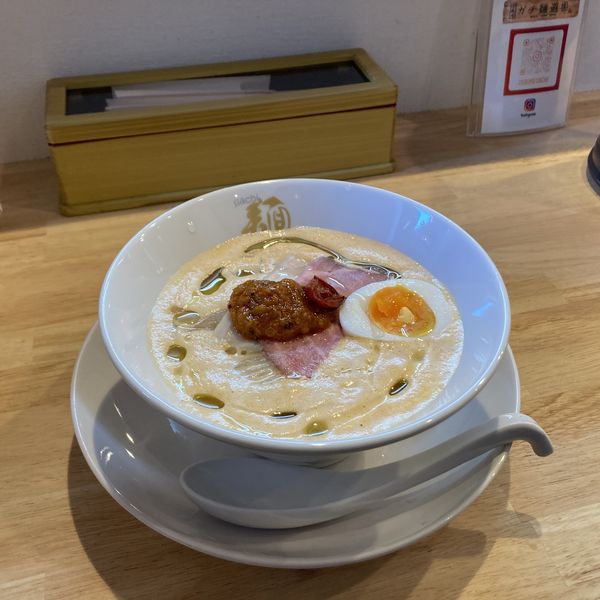 「豆乳とトマトの冷やし泡そば~バジルオイル仕立て~」@二代目ガチ麺道場の写真