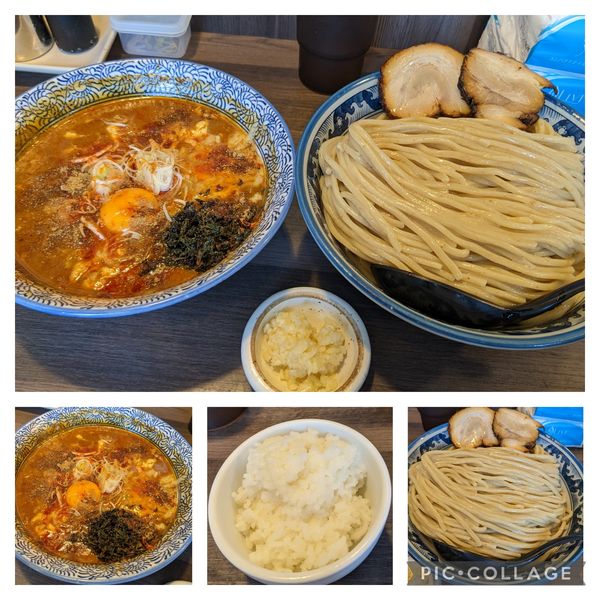 「【限定】キムチとチーズのチゲつけ麺特盛＋生卵＋ニンニク」@狼煙 〜NOROSHI〜の写真