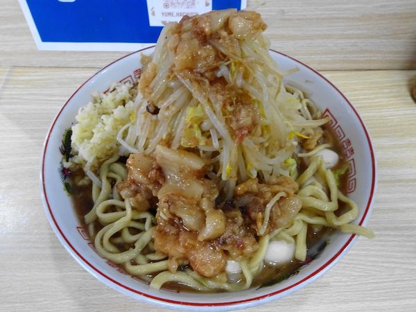 「ラーメン（900円）＋うずら（150円）ヤサイニンニクアブラ」@夢を語れ 八王子の写真