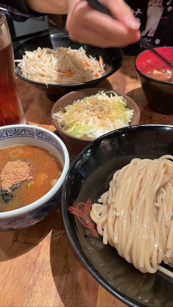 「つけ麺・並(880)/ねぎ飯(200)」@三田製麺所 中野店の写真