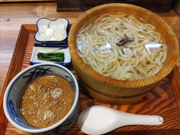 「釜揚げつけ麺大・鯵海老」@炭火焼濃厚中華そば 威風堂道の写真