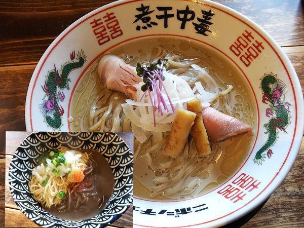 「いりこと背黒の冷蕎麦＋イガゴロバターの和え玉950＋400円」@煮干結社 弘前店の写真
