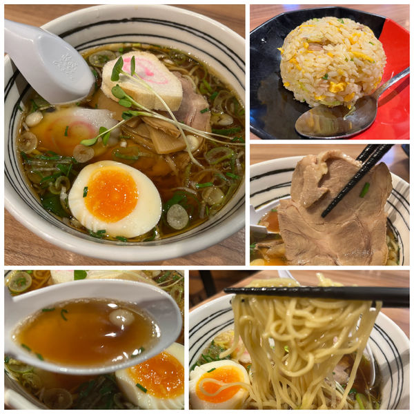 「ハーフらーめん正油 炒飯セット 980円」@函館麺厨房あじさい 新千歳空港店の写真