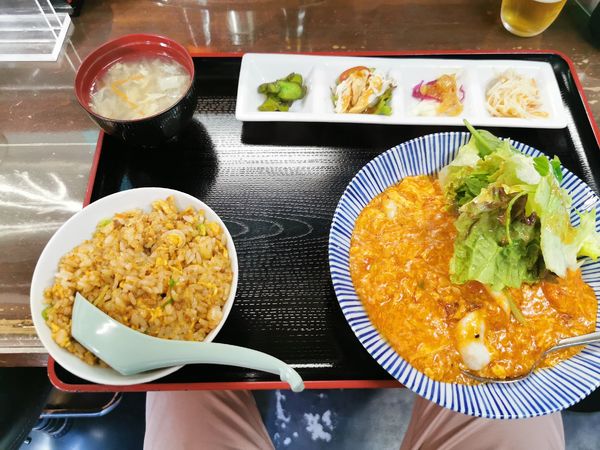 「海老チリソースとチャーハン」@中華 虎楼の写真