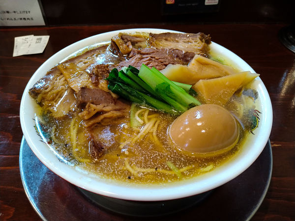 「肉の日限定/牛カルビ煮干しらーめん+ガーリックトマトライス」@らーめん 五ノ神精肉店 煮干し編の写真