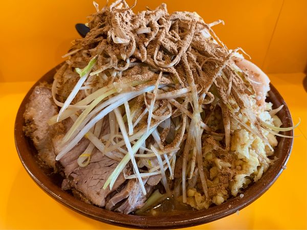 「(限定)ドクロ大麺増し　ニンニクマシマシアブラマシマシ」@ラーメン二郎 八王子野猿街道店2の写真