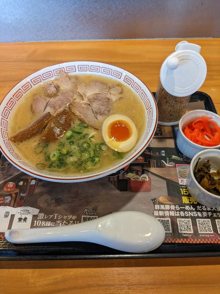 「【限定】群馬豚骨らーめん  だるま大使」@らあめん花月嵐 羽村店の写真