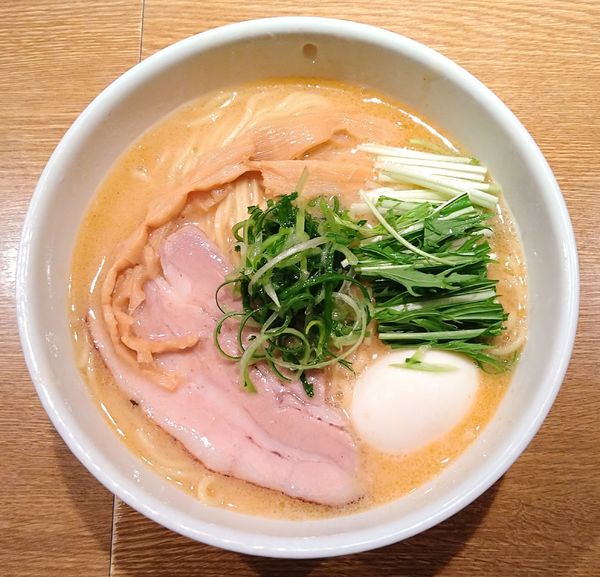 「えび白湯ラーメン【限定】＋大盛＋味玉」@中華そば 桃李の写真