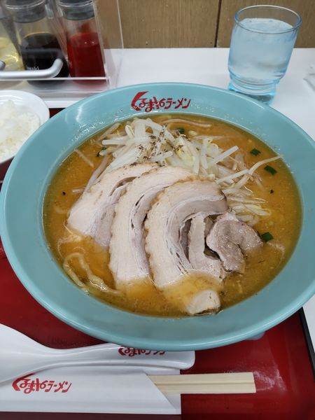 「味噌チャーシューメン3枚＋もやし」@くるまやラーメン 浦和田島店の写真