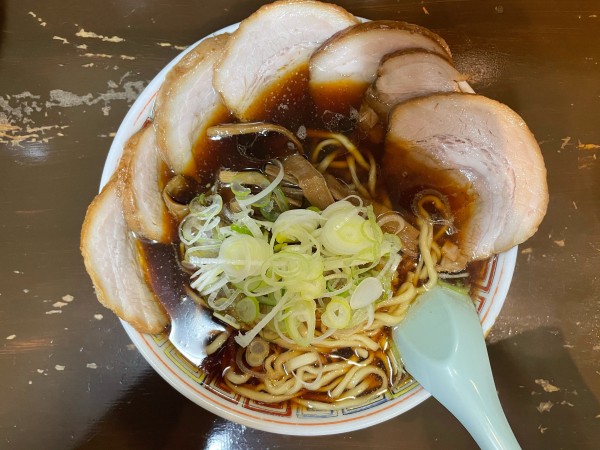 「肉中華そば、半ライス」@丸中華そばの写真