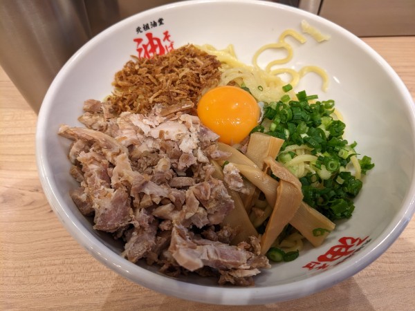 「油そば（大盛り）+おすすめBセット」@元祖油堂 川崎駅前店の写真