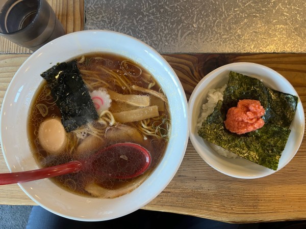 「味玉中華そば880円 明太丼200円」@らーめん 福たけ 桜木本店の写真