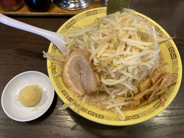 「もやし麺(太麺)  ニンニクトッピング」@江川亭 南多摩店の写真