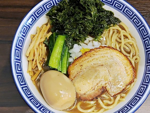 「味玉烏賊背脂煮干中華そば（背脂抜き）」@錦糸町中華そば さん式の写真