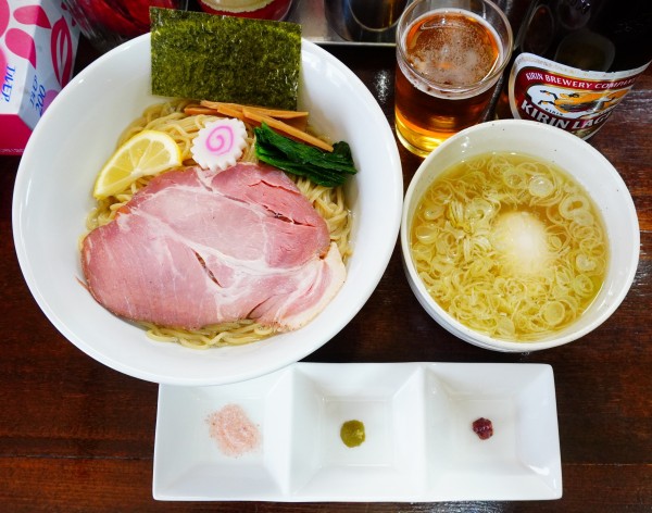 「味玉 昆布水 つけ麺（塩）＋ビール中瓶」@麺処 むら井の写真