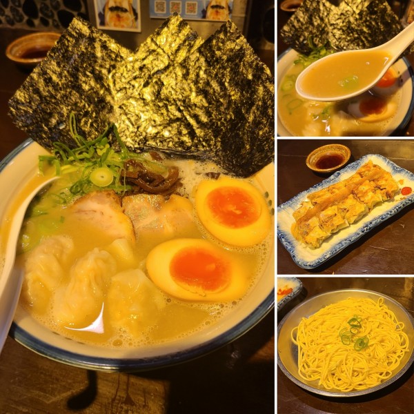 「のり玉海老ワンタンめん+替玉+一口餃子10個」@麺の坊 砦の写真