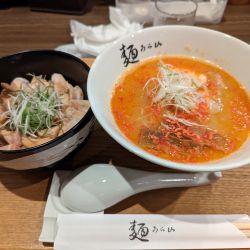 海老味噌ラーメン&鶏と豚のW叉焼丼