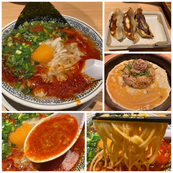 「辛肉そば 913円餃子半炒飯セット429円」@丸源ラーメン 所沢北野店の写真