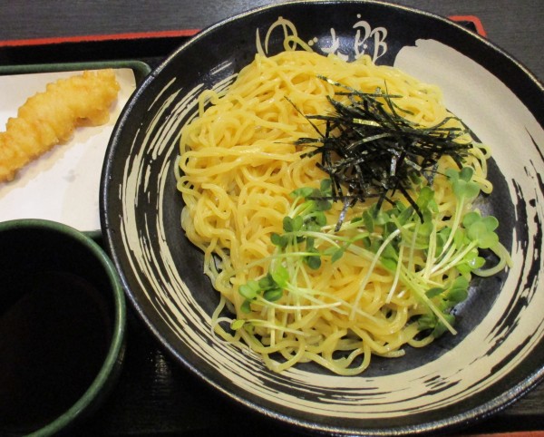 「ざる中華＋海老天　460円＋150円」@ゆで太郎 新大塚店の写真