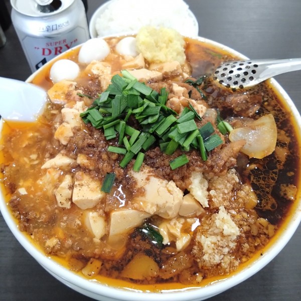 「笑店スタ満980円まさお60円ライス110円、ビール400円」@元祖スタミナ満点らーめんすず鬼 狭山ヶ丘分店の写真