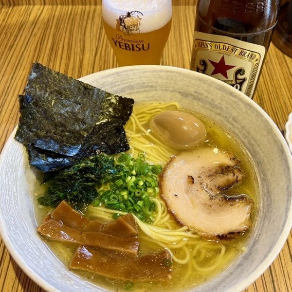 「淡麗塩+とり天+瓶ビール」@麺処 高飛舎の写真