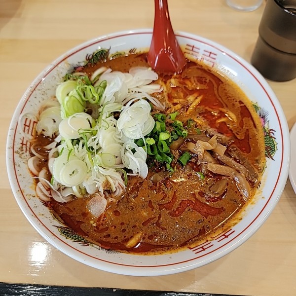 「担々麺 辛増し ネギ増し ザーサイ」@つけそば 担担麺 航龍の写真