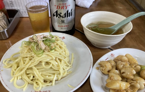 「パタン+ホルモン炒め+瓶ビール」@第一亭の写真