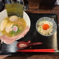 塩そば+月見鶏めし