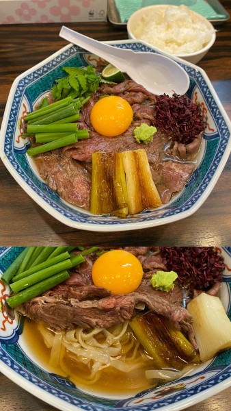 「限定・和牛と和出汁の港区風そば¥2500&小ごはん¥100」@稲荷屋の写真