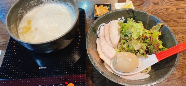 「鶏白湯つけめん(塩)麺半分レタス少なめ1,100円」@麺屋 時茂 西川口店の写真