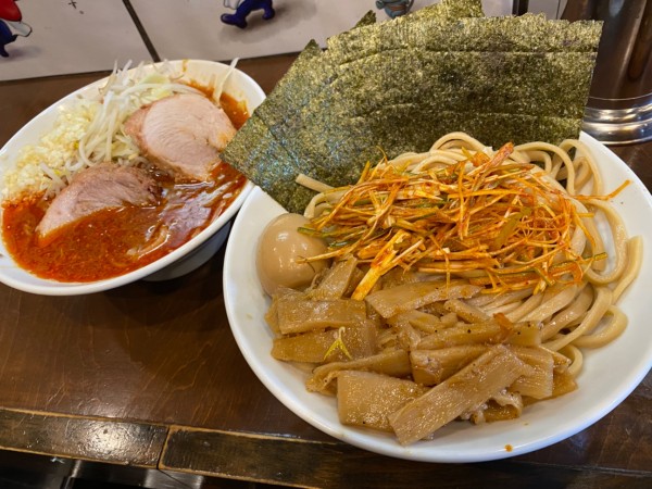 「小つけ麺＋味玉＋ネギ＋メンマ＋のり」@麺屋 歩夢の写真