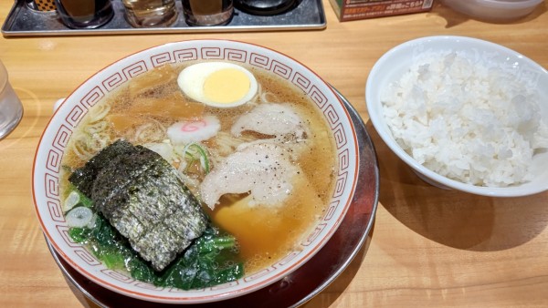 「中華そば 竹下食堂+ライス」@らあめん花月嵐 瀬谷南口店の写真