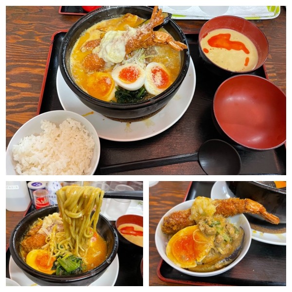 「限定 海老カレーWチーズ坦々麺〜土鍋仕立て〜 1000円」@海老ラーメン専門店  海老寿DELUXの写真