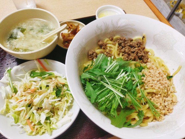 「成都担々麺定食(汁なし)」@晴々飯店の写真