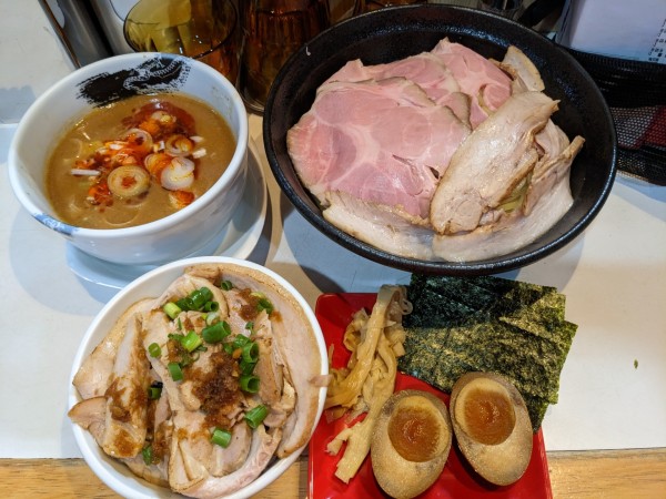 「【限定】辛味噌つけ麺＋大盛り＋チャーシュー丼」@麺屋 扇 SENの写真