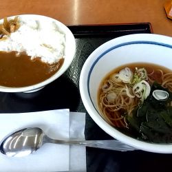 かけそば(ﾊｰﾌ)（朝定食　４２０円）