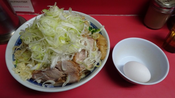 「小ラーメン：汁なし（850円）＋つけ味変更＋ネギ＋生たまご」@ラーメン二郎 桜台駅前店の写真