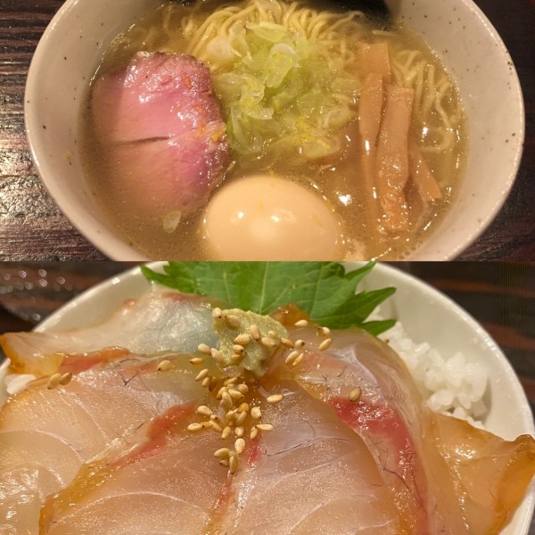 「塩らーめん＋味玉＋本日の茶漬けご飯（1220円）」@麺処 三虎の写真