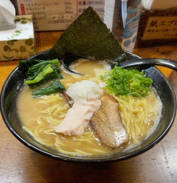 「鶏白湯らーめん大盛 +ねぎと3種のチャーシュー丼大」@三代目麺処 「まるは」極 船橋店の写真