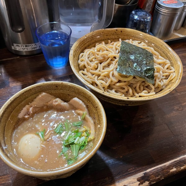「ベジポタ味玉・肉入りつけ麺（極太胚芽麺）特盛」@つけ麺 えん寺 吉祥寺総本店の写真