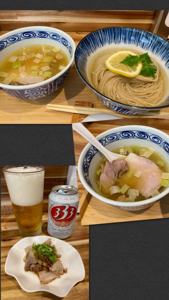 「昆布水つけ麺/塩￥1050 & 333beer¥450」@ハちゃんラーメンの写真
