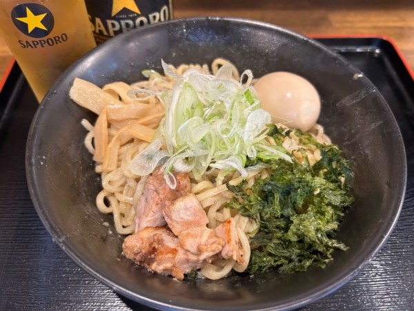 「磯玉まぜそば900円+ビール600円」@麺処福吉 Higa-Tokoの写真