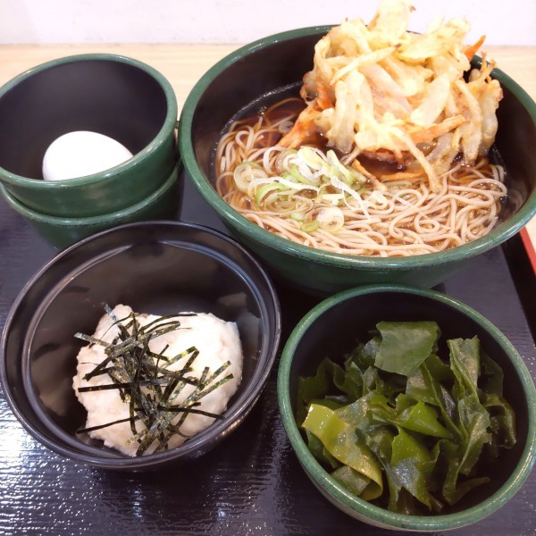 「朝そば（玉子）（￥420）＋とろろ（￥150）＋三陸産わかめ」@ゆで太郎 五所川原中央店の写真