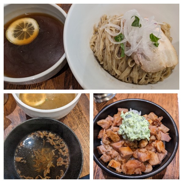 「醤油つけ麺＋大盛り＋チャーシュー丼」@セキレイ 〜NIBOSHI no D5〜の写真